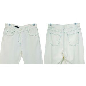 Loro Piana White 5 pocket Jeans With Aqua Blue Threading Accents Sz 8 IT42